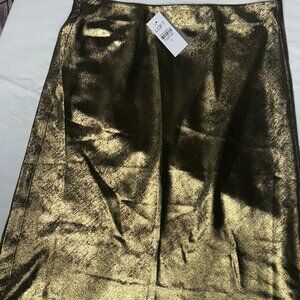 Loft Gold Metallic Midi Skirt SMALL New with Tags